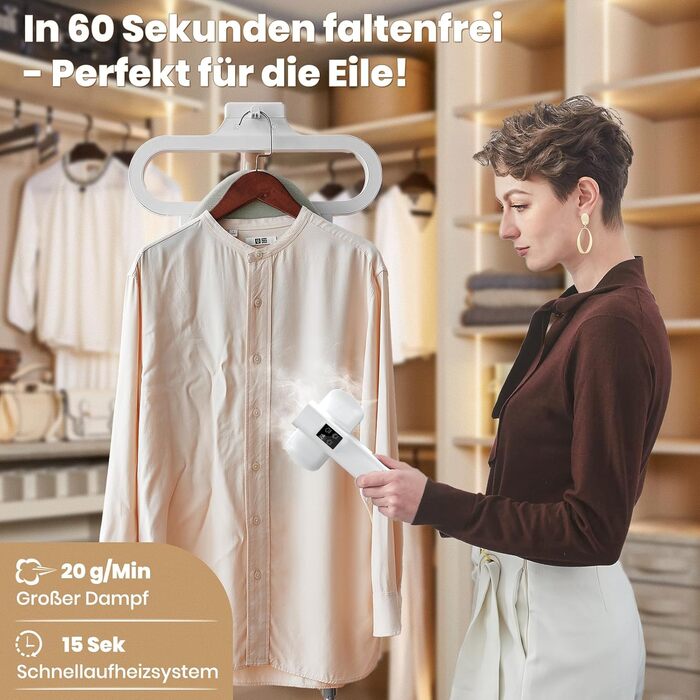 Портативний відпарювач для подорожей 2-в-1, відпарювач для одягу, білий