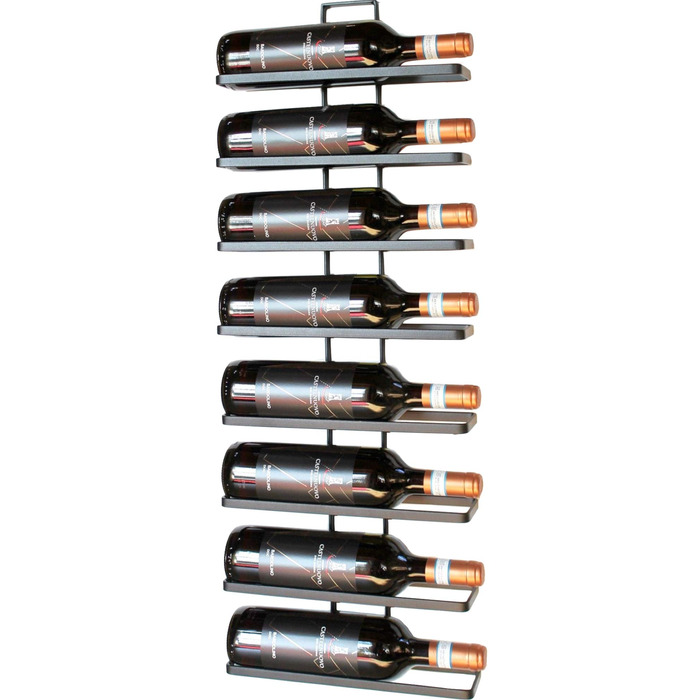 Стінний металевий стелаж для вина DanDiBo чорний, розширюваний (8 пляшок, комплект 2 шт)