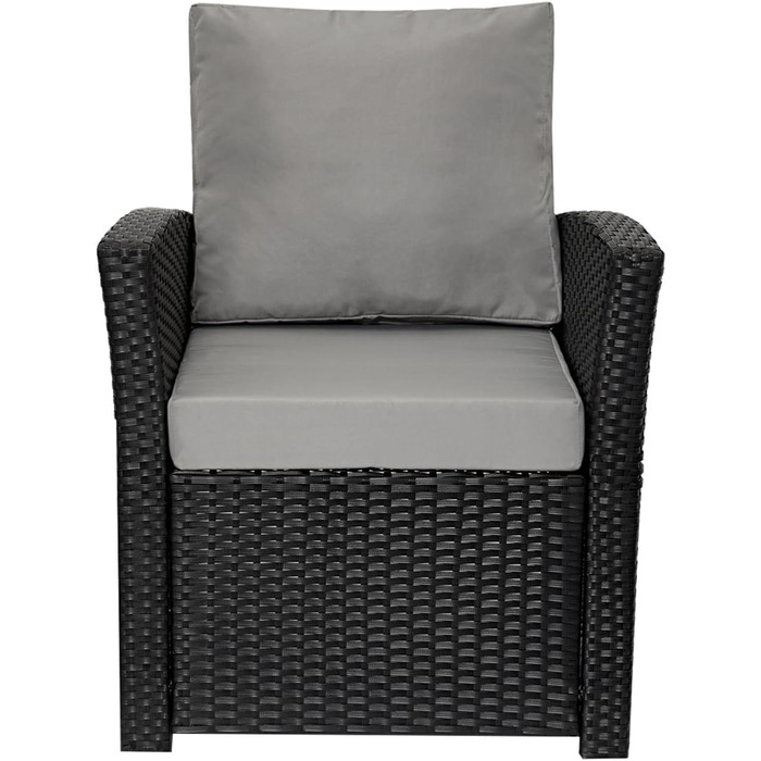 SVITA Roma: Комплект садово-розплічної групи з ротангу для відпочинку та обіду (софа, крісло, стіл), чорний колір