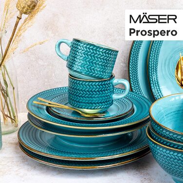 Набір мисок для пластівців Prospero, 4 миски з ручним розписом, кейтерингова якість, ідеально підходять для супів, вінтажний стиль, міцна порцеляна, синій (макс. 60 символів), 935012