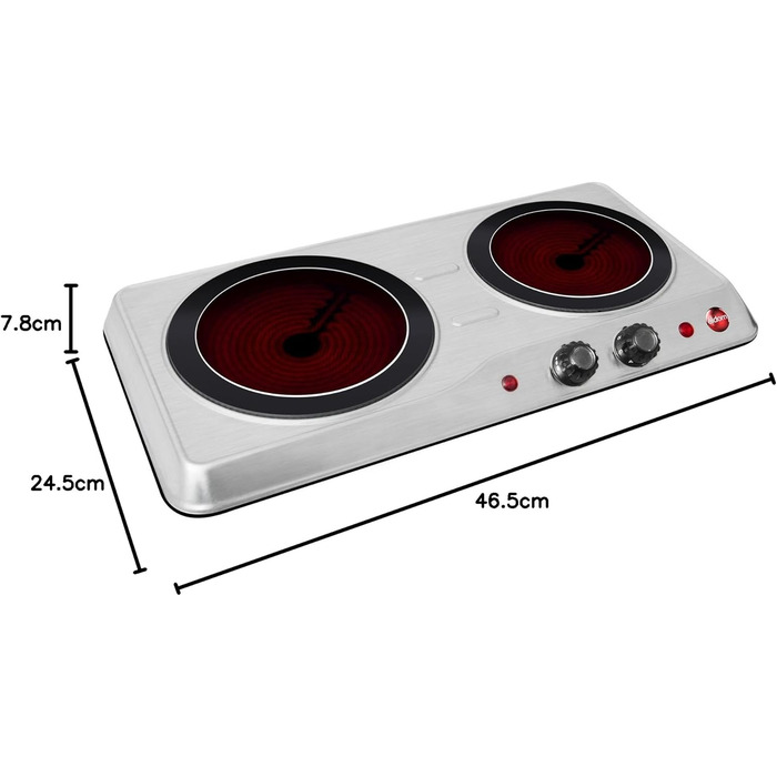 Подвійна конфорка eldom PH21 Плавне регулювання температури для кемпінгу, офісу, кухні 2 тарілки
