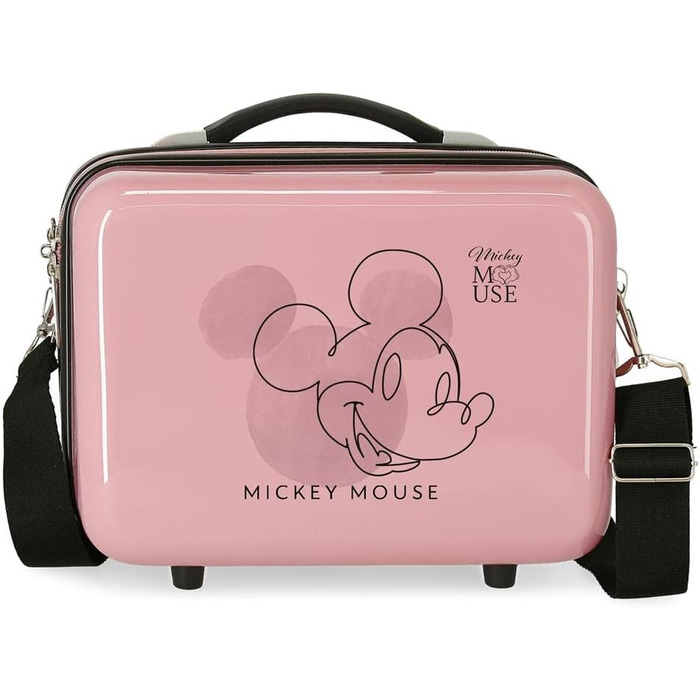 Візок для кабіни Disney Mickey Outline рожевий 38x55x20 см Жорсткий бічний кодовий замок з ABS 34 л 2 кг 4 рулони Подвійна ручна поклажа (сумка для туалетного приладдя)
