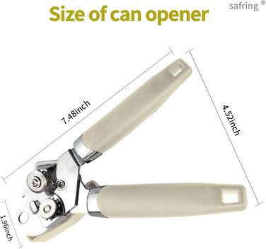 Ручний відкривач консерв з нержавіючої сталі, міцний, з комфортною ручкою та функцією відкривання пляшок, Бежевий