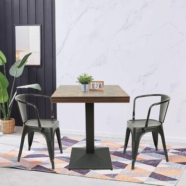 Стол кухонний Homewell квадратний на одній ніжці, 60x60x75 см, коричневий (вінтажний дизайн годинника), для 4 осіб