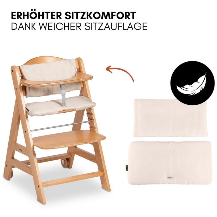 Дитячий стільчик Hauck Beta+ Newborn Set Deluxe - комплект для годування з народження з м'яким сидінням, бланкетом та підносом - білий (натуральний)