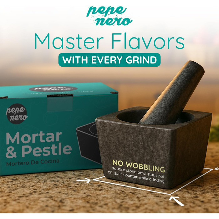 Набір ступка та товкачок з подрібнювачем часнику, прес-шнеком для авокадо та мискою для гуакамоле – автентичний мексиканський молькахе з граніту, велика ступка та товкачок для спецій