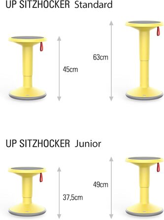 Interstuhl UPis1 - Ергономічний стілець-хокер з ефектом свингу, регульована висота, жовтий (UP Junior)