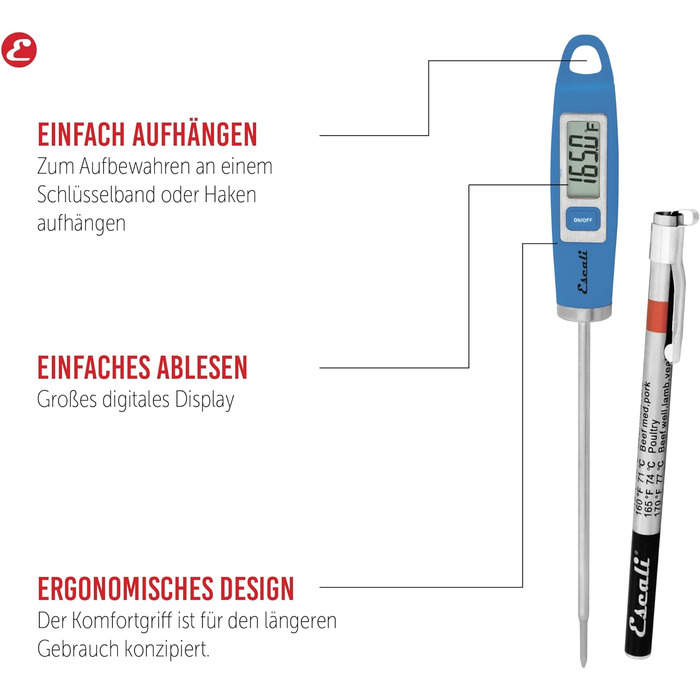 Кухонний термометр Escali DH1-U - термометр для гурманів - термометр для м'яса - термометр для барбекю - сертифікований NSF