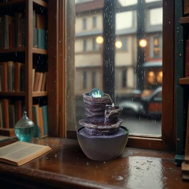 Фонтан для дому Zen'Light Zimmerbrunnen: розслаблення та медитація з LED-підсвіткою. Ідеально для вітальні, спальні, офісу. Компактний фонтан з закритим циклом, висота 18 см (Guru).