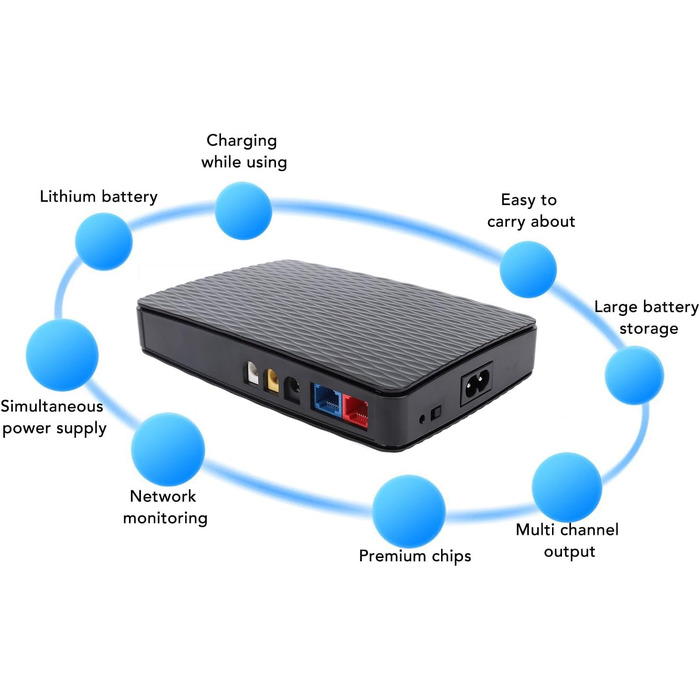 Mini-USV з акумулятором 8000 mAh для роутера, камери, системи безпеки (EU-штекер)