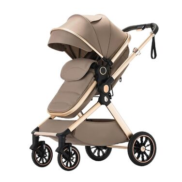 Дитячий візок 3 в 1 Kinderwagen Alltags – універсальний, складаний, з люлькою та прогулянковим блоком, алюмінієва рама (коричневий)