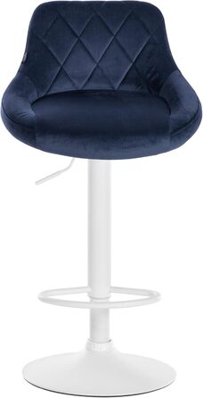 Набір з 2 барних стільців Lazio з велюровим покриттям, поворотні, з підніжкою, регульована висота, металевий каркас, колір: блакитний, колір каркасу: білий