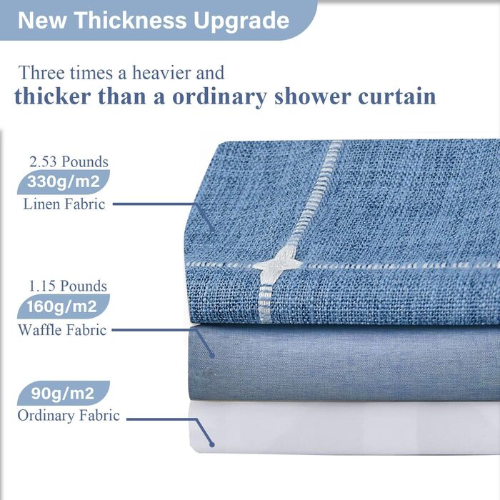 Завіса для душу Sage Green - Фермерський стиль Boho Modern з льону для ванної кімнати, Вантажна завіса для душу в стилі вінтажного села з бахромою - Елегантна богемна тканинна завіса для душу 48x72 (H213 x B183 cm (1er Pack), Blau)