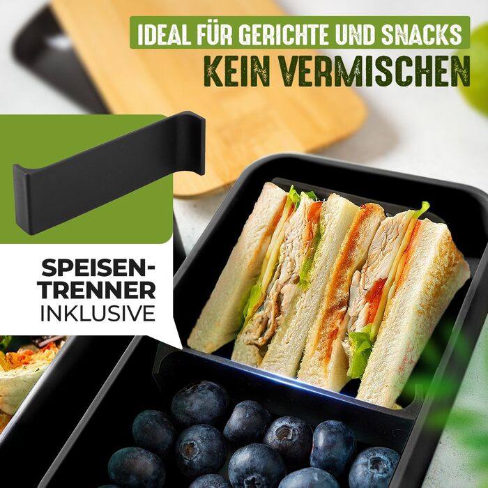 Набір Bento Box Moritz & Moritz (3 шт.) - Японський ланчбокс для дорослих та дітей - 3 шт. Чорний