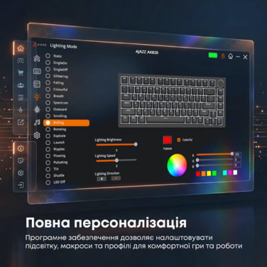 Дротова механічна клавіатура Ajazz AK820 Red Switch Black (AK820-R-B)