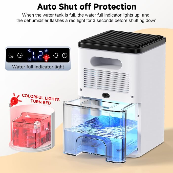 Електричний осушувач повітря 2500 мл з таймером та LED-підсвічуванням для дому