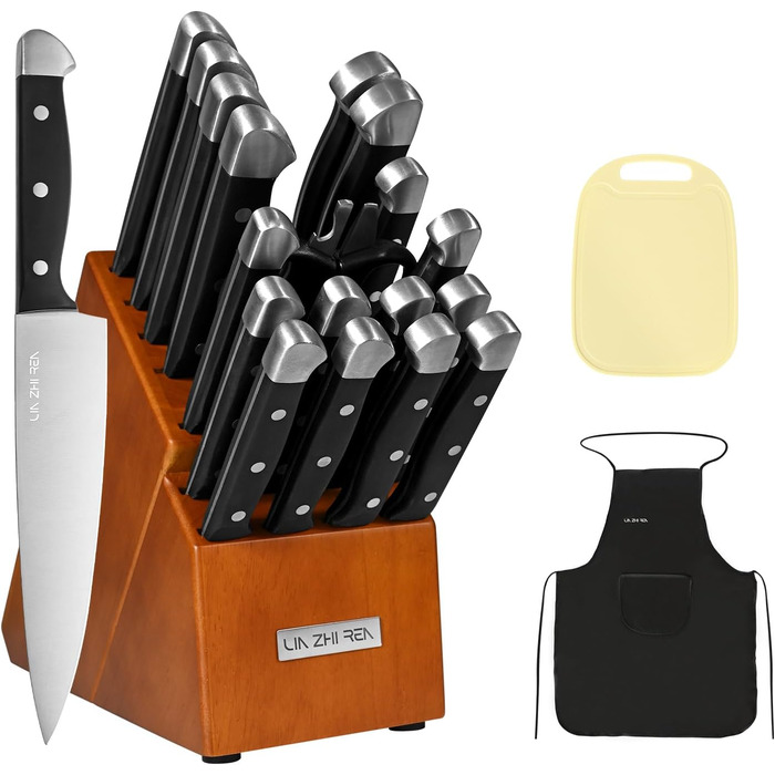 Набір ножів кухонних 15 предметів з точилкою, набір для нарізки, рубання, дріблення, Braun