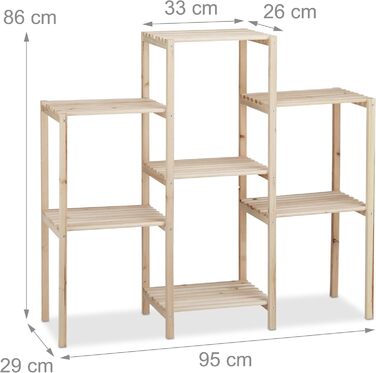 Полиця для рослин дерево, стійка, сільська, стійка, 86x95x29 см, натуральна