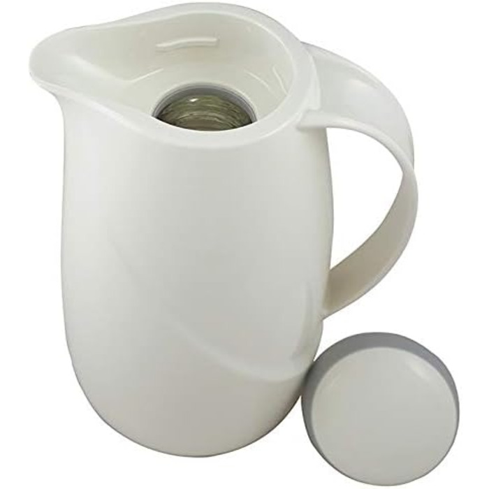 Термос Helios Wave, 1,5 л, пластик, білий, з кришкою-гвинтом, придатний для миття в посудомийній машині