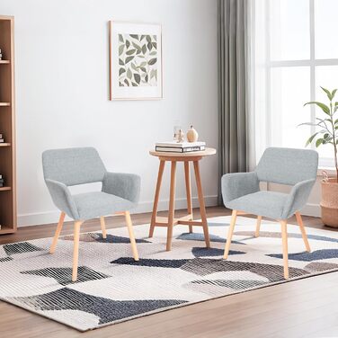 Набір з 2-х м'яких крісел для їдальні CangLong, сірого кольору, з масивними дерев'яними ніжками, для кухні, їдальні та вітальні