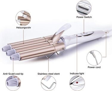Welleneisen 3 Fässer TOP4EVER: локони для довгих та коротких волосся, 22 мм, регулювання температури