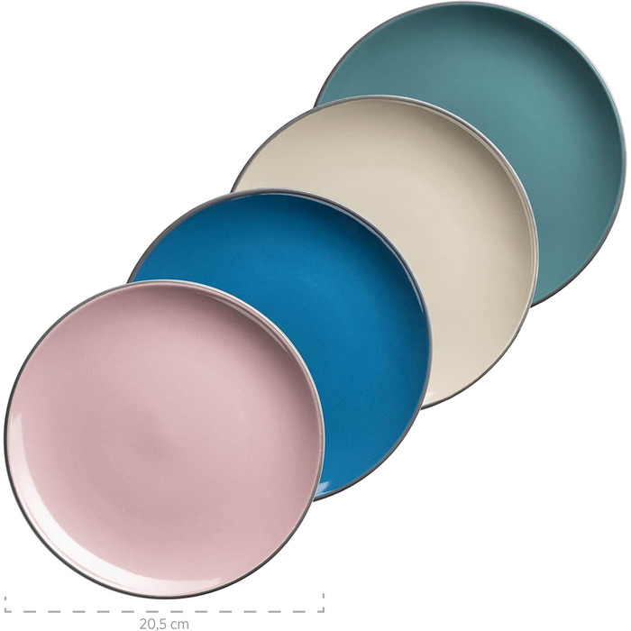 Набір посуду MSER, керамограніт Maila рожевий/сірий/синій/зелений, набір на 4 персони (бірюзовий / темно-рожевий / бежевий / темно-синій)