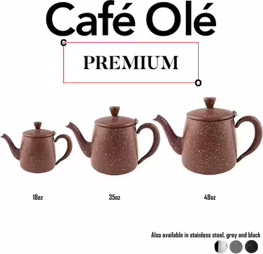 Чайник Café Olé PT-035RG 1 л, червоний граніт, преміум-нержавійка, крапля не капає, порожниста ручка, відкидна кришка