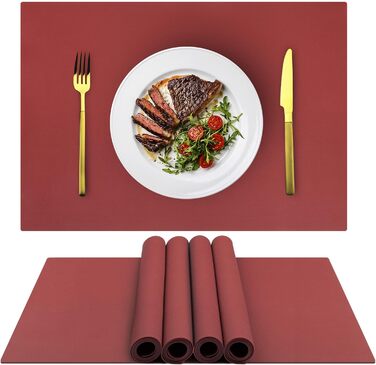 Силіконові підставки під тарілки, овальні, набір 4 шт., неслизькі, водонепроникні, термостійкі, для тераси (бордовий)