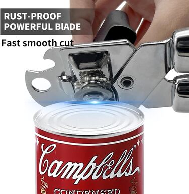 Механічний дозатор для банок з нержавіючої сталі Heavy Duty, гостре лезо, гладка кромка, зручна ручка, багатофункціональний відкривачка для пляшок Large