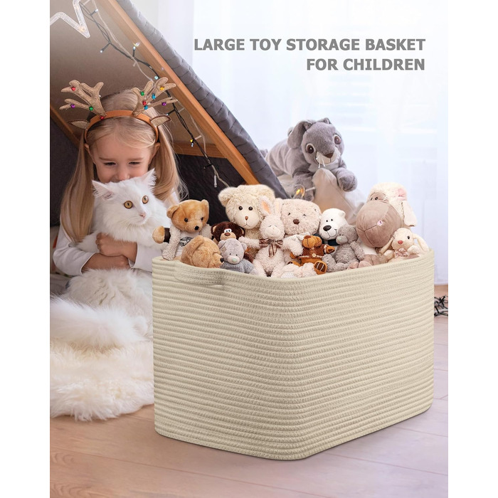 Складаний кошик для білизни, 63L, з бавовни, плетений, з ручкою, 2 шт. (білий та коричневий)