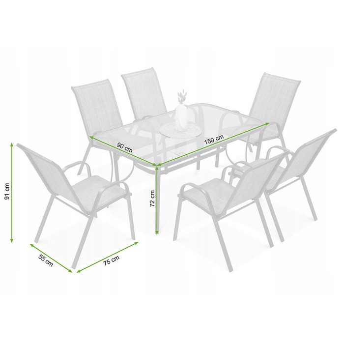 Комплект садових металевих меблів Focus Garden обідній, бежевий, 7 предметів