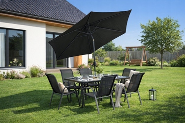 Комплект садових меблів MEBEL ELITE, тканина, чорний, 8 предметів