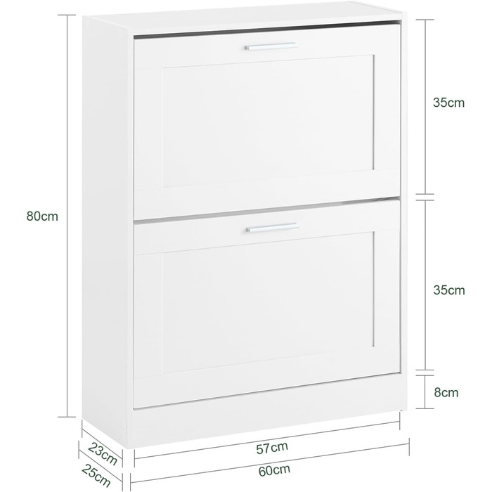 SoBuy FSR137-L-F: Взуттєва шафа/органайзер для взуття, 2 дверцята, 60x115x23 см (білий)