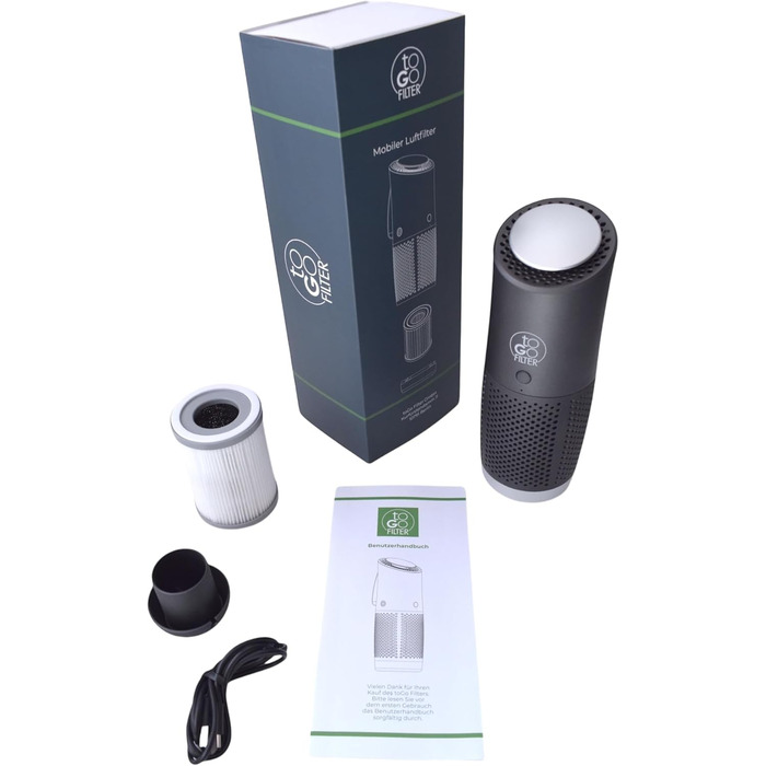 Портативний очисник повітря toGo Filter з акумулятором, компактний, для подорожей, авто, офісу. HEPA 13 фільтр, активне вугілля, для алергіків та астматиків, 15㎡