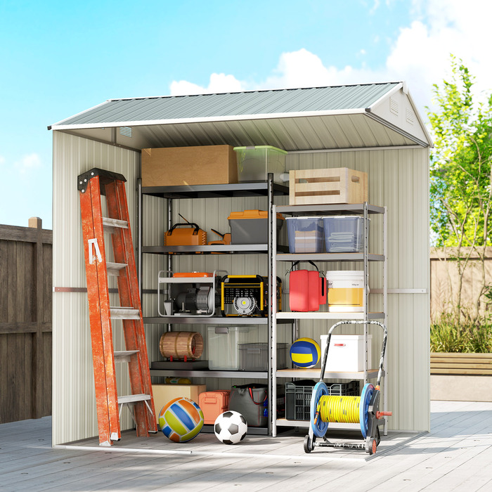 Металевий сарай Metall Gerätehaus 3,5 м², високий закривається на замок, з вентиляційним дахом, отворами для рукавичок, розміром 209 x 177 x 236 см