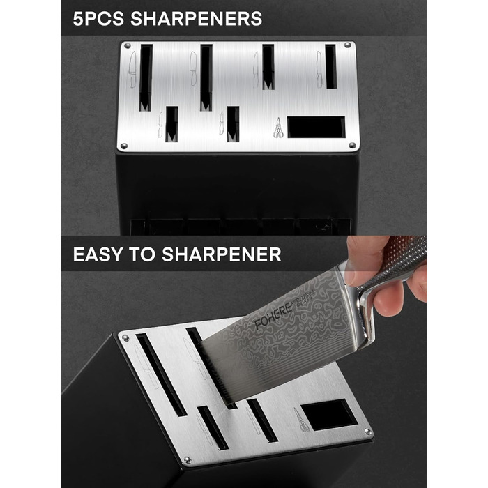 Набір ножів FOHERE з бруском для заточування, 14 предметів. Професійний набір кухонних ножів з нержавіючої сталі, ергономічні ручки, ідеальний подарунок