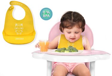 Дитячий стільчик Ricokids Sinco 5в1 - регульований, з функцією гойдання, рожевий