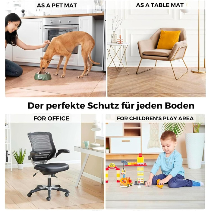 Захисна килимок під офісне крісло Artwelt, PVC, 190x120 см, антиковзаюча