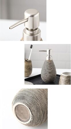 Набір аксесуарів для ванної кімнати Beige, 6 предметів, кераміка, декор, мильниця, дозатор для мила, подарунок