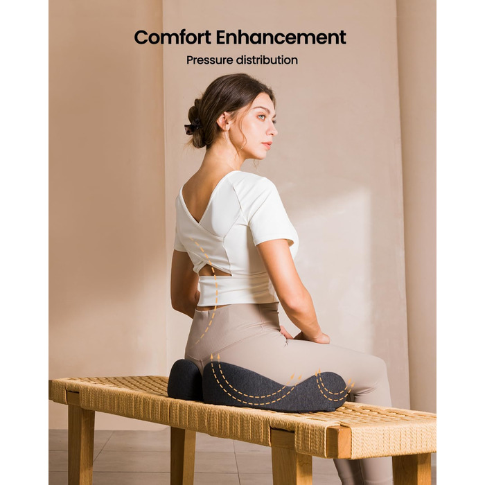 Подушка для офісного крісла ProtoArc, ергономічна подушка для куприка, піна з пам'яті, для інвалідного візка, авто, чорний колір, великий розмір