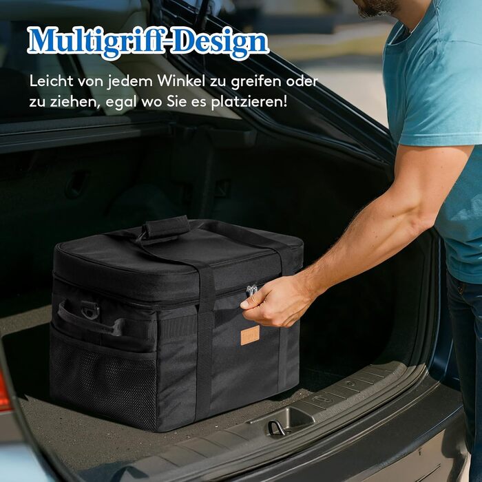 Термосумка-холодильник Lifewit 30л для пікніка, їжі та напоїв, чорна. Ізольована сумка-холодильник для роботи, кемпінгу, пляжу