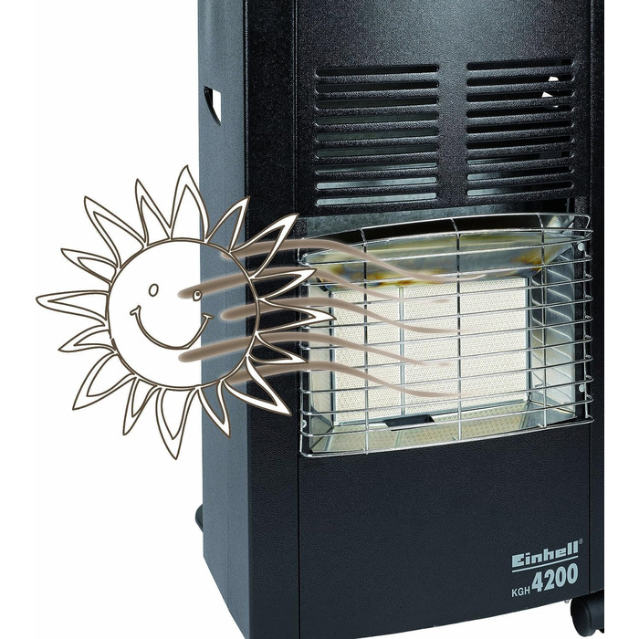 Газовий обігрівач Einhell KGH 4200 Керамічний (4200 Вт) з регулятором тиску газу, чорний