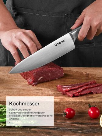 Набір кухонних ножів D.Perlla 16 предметів з бруском, професійний, нержавіюча сталь, чорний