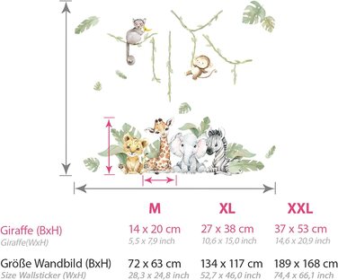 Набір настінних наклейок Grandora XXL 189x168 см тварини сафарі