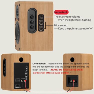 LONPOO LP-42S/LP-42X-YELLOW: Компактні Bluetooth колонки з USB, AUX та виходом для навушників | 30W, 3-дюймовий динамік, дерев'яний корпус