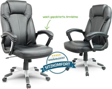 Офісне крісло Sofotel: регульована висота, Tilt механізм, підлокітники, підголовник, чорний колір, штучна шкіра