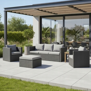 Комплект садових меблів MatMay із пластику, сірий, 4 предмети