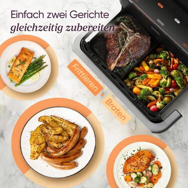 Фритюрниця COSORI з 2 камерами Dual Blaze TwinFry 10L, з 4 нагрівальними елементами, чорний/сріблястий