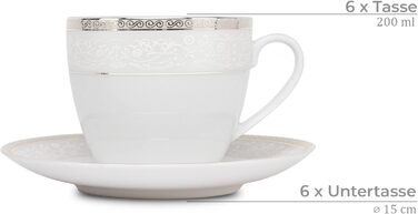 Набір чашок 18 шт. - Чашки для капучино AGAWA PLATIN - Порцеляна - Можна мити в посудомийній машині - 6 шт.