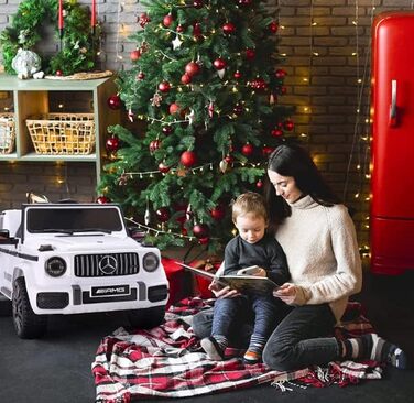 Дитячий електромобіль Mercedes G63 AMG FINOOS, 12V, з пультом, 3 швидкості, LED, музика, USB, білий